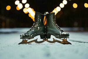 ai gerado festivo gelo patinação uma inverno alegria este captura a Natal espírito ai gerado foto