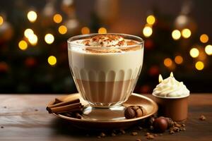 ai gerado clássico quente chocolate rico calor e cremoso gemada festivo feriado Natal ai gerado foto