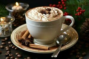 ai gerado clássico quente chocolate rico calor e cremoso gemada festivo feriado Natal ai gerado foto