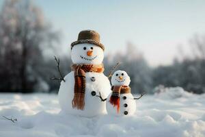 ai gerado encantador boneco de neve arautos Natal celebração feriado animar ai gerado foto