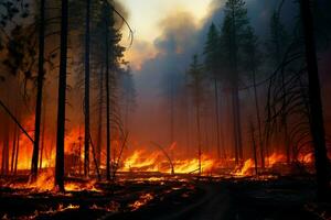 incêndios floresta fogo envolve madeiras fogo spreads descontroladamente ai gerado foto