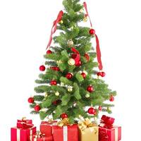 ai gerado uma foto decorado Natal árvore com presentes isolado em branco fundo ai gerado