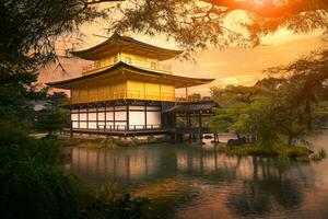 kinkaku-ji têmpora ,têmpora do a dourado pavilhão Quioto Japão 1 do a maioria popular viajando destino foto