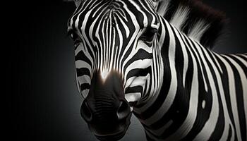 ai gerado listrado zebra dentro África, uma monocromático beleza dentro natureza gerado de ai foto