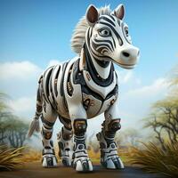 ai gerado 3d desenho animado robô zebra foto