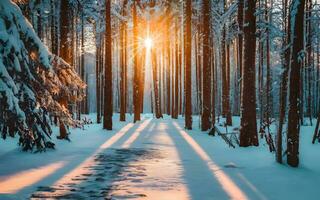 ai gerado serenidade revelado, uma majestoso viagem através a encantado paisagem de neve foto