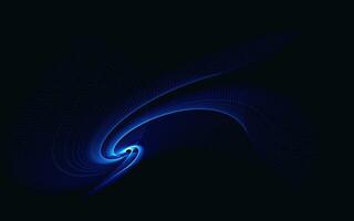 abstrato azul redemoinho em Preto fundo, abstrato azul fundo com uma dinâmico onda do partículas néon luz efeito, abstrato azul onda em uma Preto fundo. vetor ilustração para seu projeto, foto