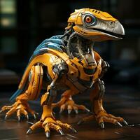 ai gerado 3d desenho animado velociraptor robô foto