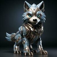 ai gerado 3d desenho animado Lobo robô foto