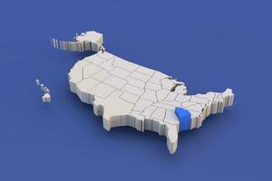 sul carolina Estado do EUA mapa com branco estados uma 3d Unidos estados do América mapa foto