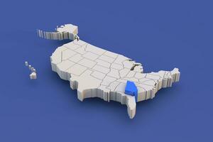 Geórgia Estado do EUA mapa com branco estados uma 3d Unidos estados do América mapa foto