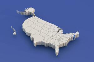 Rhode ilha Estado do EUA mapa com branco estados uma 3d Unidos estados do América mapa foto