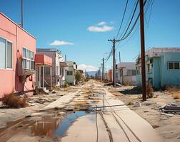 ai gerado Móvel casa parque dentro a com restrição de idade comunidade dentro oceano foto