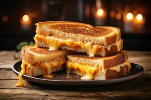 ai gerado uma hiper-realista grelhado queijo sanduíche em uma prato foto