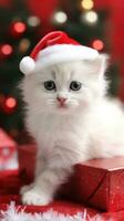 ai gerado adorável fofo hamster santa chapéu sentado Natal presente caixa luzes foto Novo ano poster