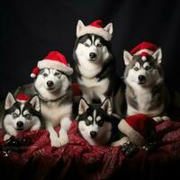 ai gerado fofa cachorro cachorro com Natal presente caixas conceito foto poster alegre presente vermelho Novo ano