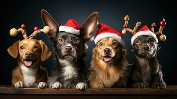 ai gerado fofa cachorro rouco Lobo cachorro com Natal presente caixas conceito foto poster alegre presente vermelho Novo ano