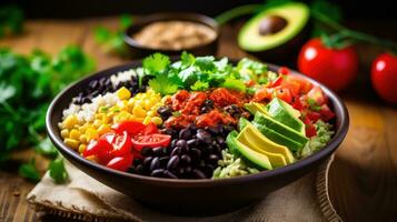 ai gerado bandeira tigela vegano Comida mexicano ai gerado foto