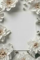 ai gerado ai generativo do flores por aí em em branco branco papel foto