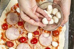 cozinhando casa fez pizza foto