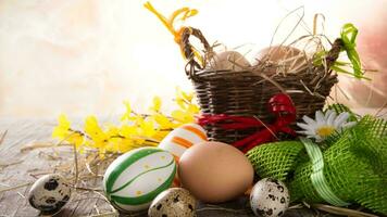 colorida Páscoa ovos. vibrante, festivo feriado decorações simbolizando Primavera celebração e tradicional ornamentado desenhos foto