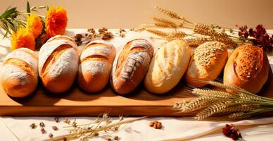 ai gerado caseiro fresco fermento pão, Sombrio fundo - ai gerado imagem foto