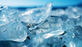 ai gerado transparente gelo cristal reflete a beleza do natureza frio temperatura gerado de ai foto