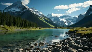 ai gerado majestoso montanha alcance reflete dentro tranquilo água, exibindo natural beleza gerado de ai foto