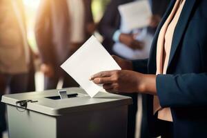 eleição oficial ajudando com votação processo. ai gerado foto