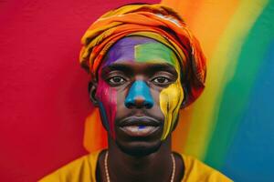 colorida retrato do africano homem , ai gerado foto