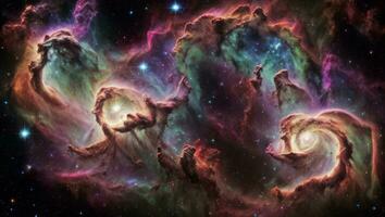 ai gerado majestoso colorida estrelado espaço galáxia nuvem nebulosa foto