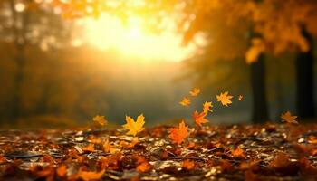 ai gerado vibrante outono cores refletir em molhado bordo árvore galhos gerado de ai foto