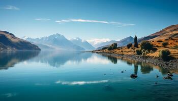 ai gerado majestoso montanha alcance reflete dentro tranquilo água, exibindo natural beleza gerado de ai foto