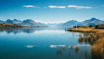 ai gerado majestoso montanha alcance reflete dentro tranquilo água, exibindo natural beleza gerado de ai foto