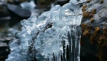 ai gerado refrescante beber gelo cubo Derretendo dentro vidro do frio água gerado de ai foto