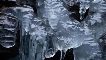 ai gerado frescor do inverno refletido dentro transparente gelo cristal padrões gerado de ai foto