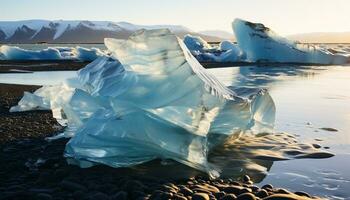 ai gerado frescor do inverno refletido dentro transparente gelo cristal padrões gerado de ai foto