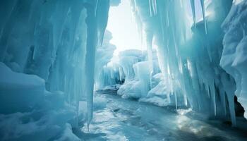 ai gerado abstrato azul gelo cristal reflete natureza congeladas frescor gerado de ai foto