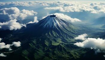 ai gerado majestoso montanha pico, coberto de neve e tranquilo, dentro japonês outono gerado de ai foto