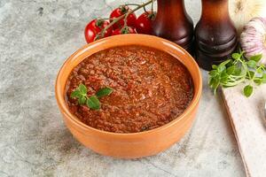 espanhol tradicional Gaspacho tomate sopa foto