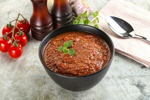 espanhol tradicional Gaspacho tomate sopa foto