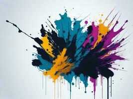 ai gerado abstrato colorida Espirrar, pintar, escova golpes aquarela, mancha grunge isolado em Claro fundo, colori spray, com diferente cores foto