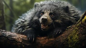 ai gerado binturong completo natura animal papel de parede fundo foto