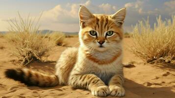ai gerado areia gato natura animal papel de parede fundo foto