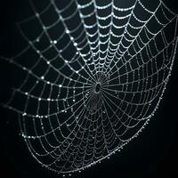 ai gerado aranha rede isolado dentro Preto fundo ai generativo foto