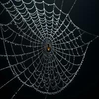 ai gerado aranha rede isolado dentro Preto fundo ai generativo foto