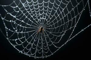 ai gerado aranha rede isolado dentro Preto fundo ai generativo foto