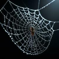 ai gerado aranha rede isolado dentro Preto fundo ai generativo foto