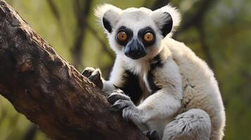 ai gerado verreaux sifaka natura animal papel de parede fundo foto