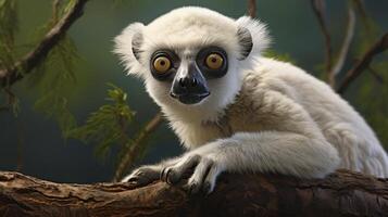 ai gerado verreaux sifaka natura animal papel de parede fundo foto